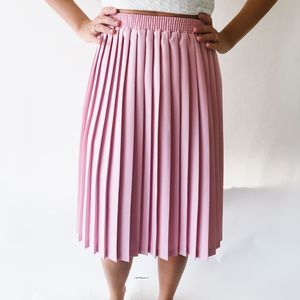 Vintage Bubblegum Pink Pleated Midi Skirt